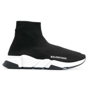 Womens Balenciaga Speed Knit Black White Pull-On High Top Sneakers 38 US/8